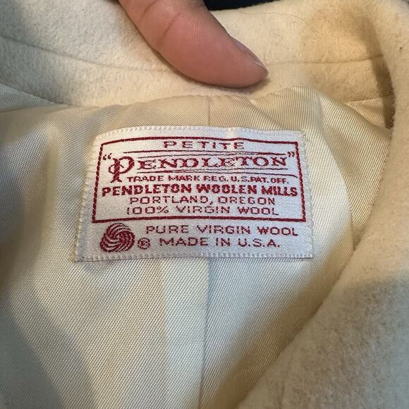 Vintage Pendleton Virgin Wool White Cropped Blazer Jacket Old Money Preppy Quiet - Picture 6 of 11